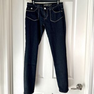 Hydrant Jeans Womens Junior 7 Dark Wash Black Tapered Leg Stretch Denim Pants